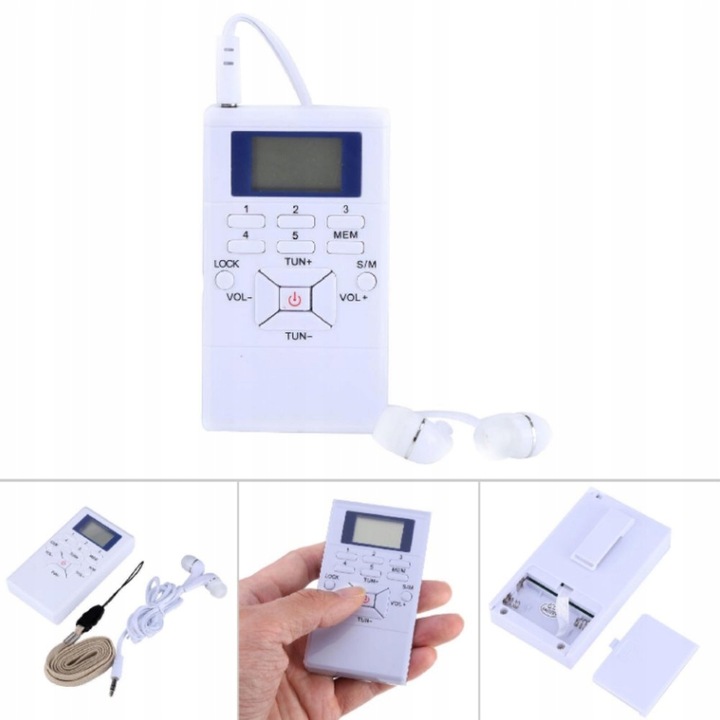 LCD FM PRZENOŚNE MINI-RADIO ZE SŁUCHAWKAMI BIAŁY