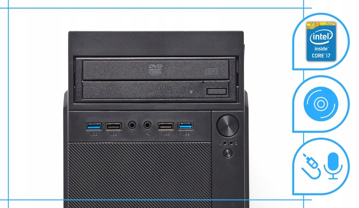Komputer Stacjonarny Intel Core i7 16GB 1TB SSD Windows 10 szybki wydajny