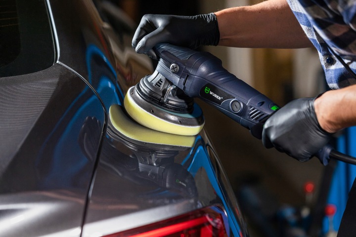 POLERKA SAMOCHODOWA 1500W MIMOŚRODOWA Z REGULACJĄ OSCYLACYJNA + GĄBKI +PADY