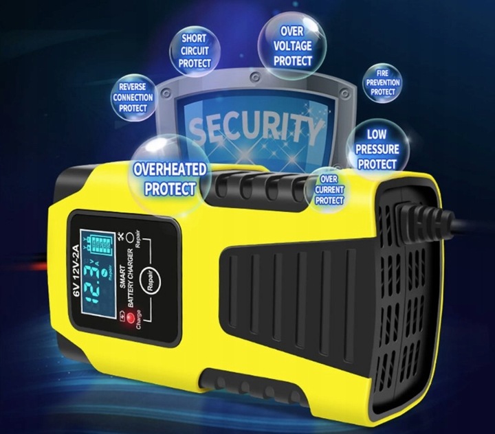 Prostownik Samochodowy do Akumulatorów 6V 12V 2A Ładowarka FUNKCJA NAPRAWY