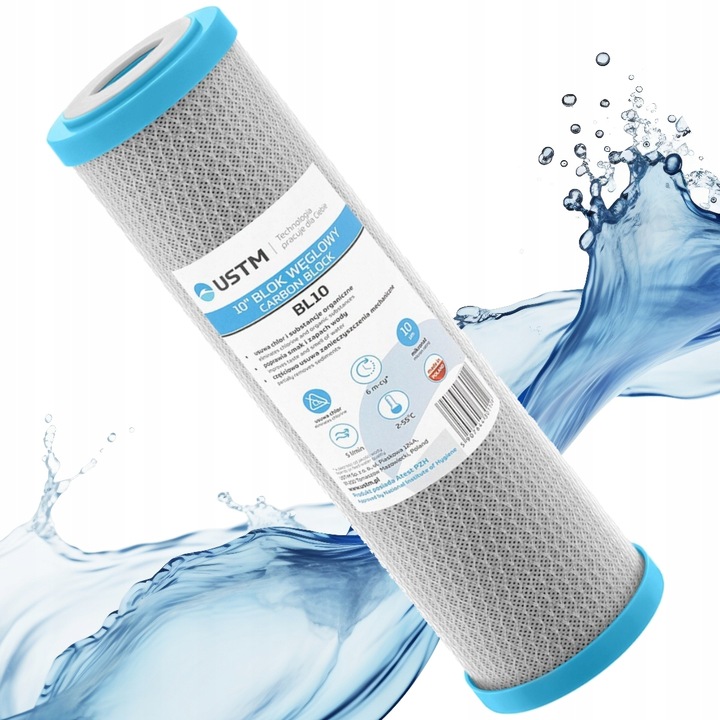 10x FILTR DO WODY WKŁAD filtrujący WĘGLOWY 10" CALI BLOK WĘGLOWY BL10 USTM