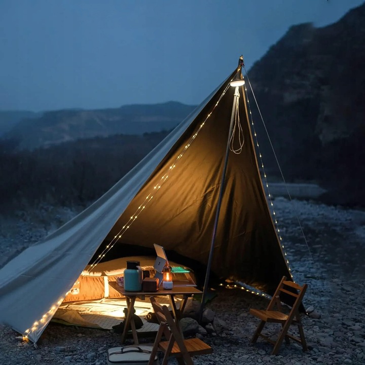 LAMPKA KEMPINGOWA DO NAMIOTU ZEWNĘTRZNEGO, BAJKOWA LAMPKA LED USB 1800MAH