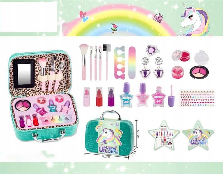 Kuferek do Makijażu dla Dzieci Zestaw Kosmetyków Bezpieczne Cienie Pomadki