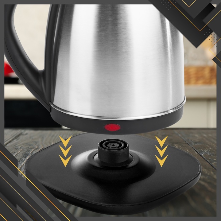 CZAJNIK ELEKTRYCZNY BEZPRZEWODOWY STALOWY DUŻY MOCNY SREBRNY 2200 W 1,8 L