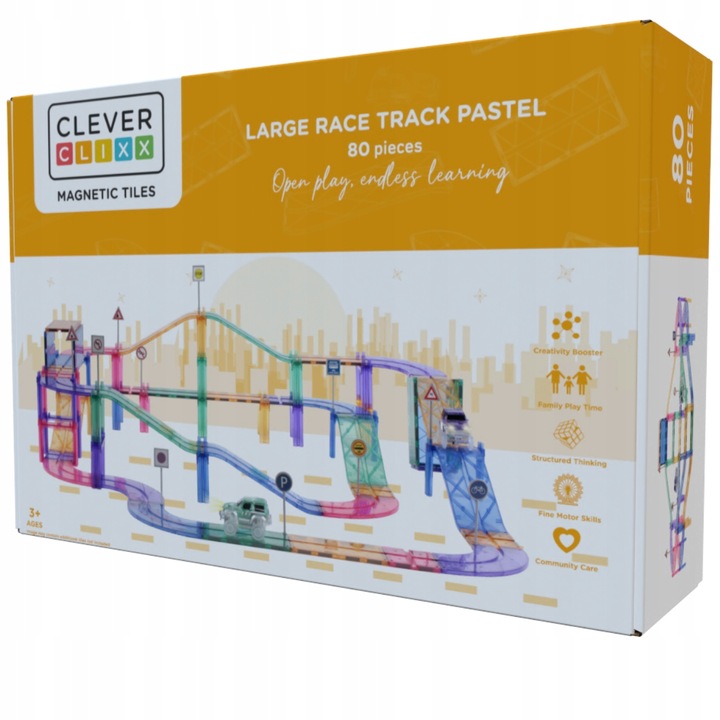 Cleverclixx klocki magnetyczne 80el Large Race Track Pastel