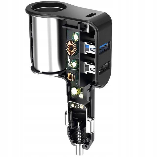 SZYBKA Ładowarka samochodowa do auta USB-C +2x USB +gniazdo zapalniczki 45W