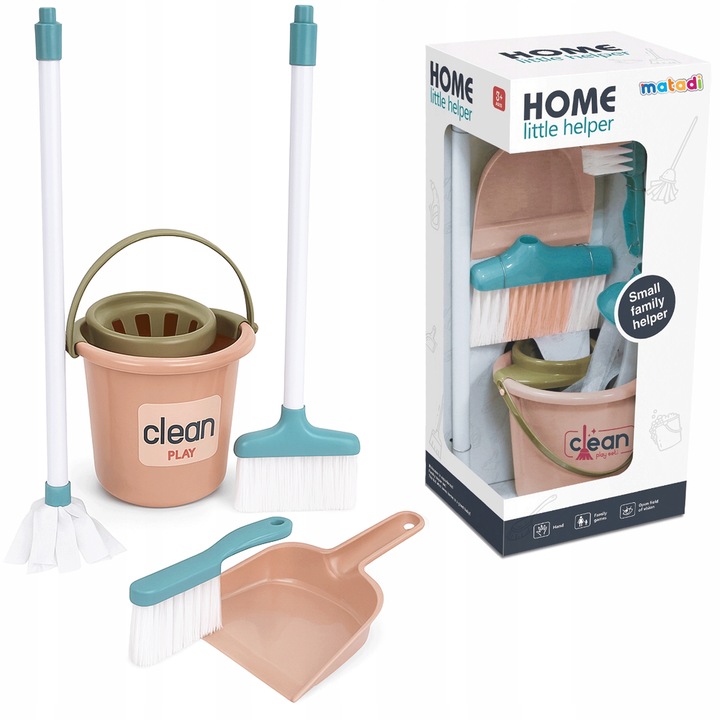 ZESTAW DO SPRZĄTANIA DLA DZIECI MOP WIADERKO MIOTŁA SZUFELKA MATADI
