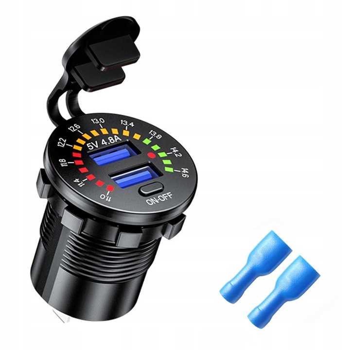 ŁADOWARKA SAMOCHÓD 2x USB 4.8A WOLTOMIERZ MIERNIK