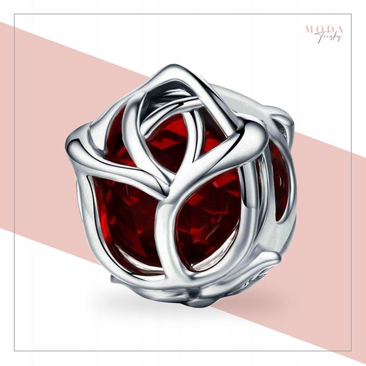 Charms Zawieszka Kwiat Charms Czerwona Róża Charmsy MODA TRUSKY