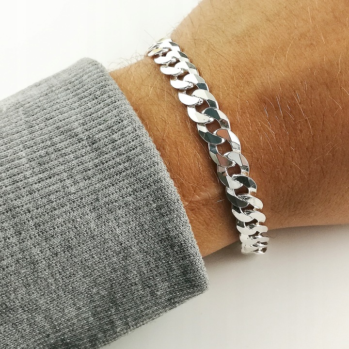 Srebrna Bransoleta Męska Pancerka 8mm/20cm Diamentowana 925 Grawer GRATIS
