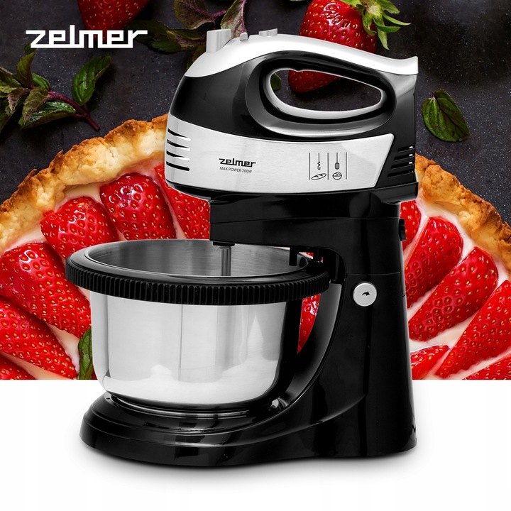 MIKSER RĘCZNY ZELMER LEKKI ROBOT KUCHENNY 4 KOŃCÓWKI Z MISĄ 2,5L TURBO 700W