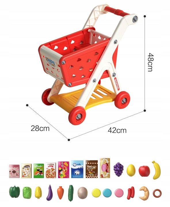 WÓZEK KOSZYK SKLEPOWY ZAKUPOWY STABILNY AKCESORIA PREZENT DLA DZIECI