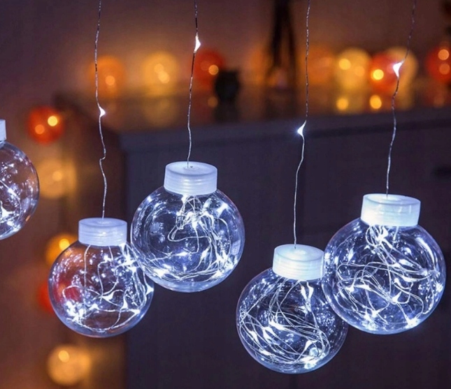 KULE WISZĄCE LAMPKI CHOINKOWE KURTYNA MIKRO LED