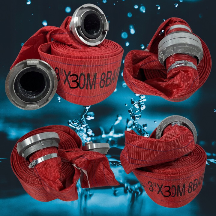 WĄŻ 3'' STRAŻACKI 30M DO WODY NAWADNIANIA PARCIANY SZAMBA 75mm GRUBY MOCNY