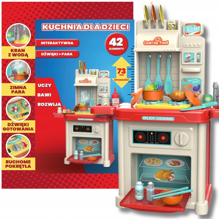 KUCHNIA DLA DZIECI ZESTAW KRAN GARNKI + AKCESORIA INTERAKTYWNA WODA PARA