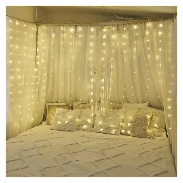 Kurtyna świetlna IP44 180 LED 1,7x1,5m - 8 programów - ciepła biel D3EW02 E