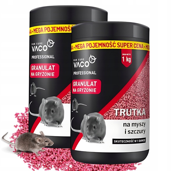 TRUTKA Na Myszy i Szczury Granulat SKUTECZNY VACO PROFESSIONAL 1 kg x 2 szt