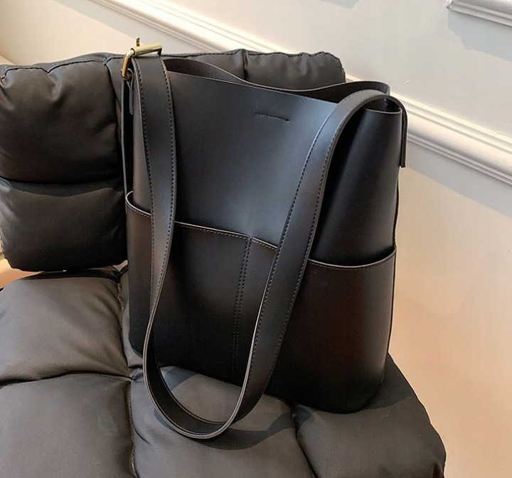 Torebka Damska Szoperka CZARNA Torba na Ramię Pojemna Shopper A4 Eko Skóra