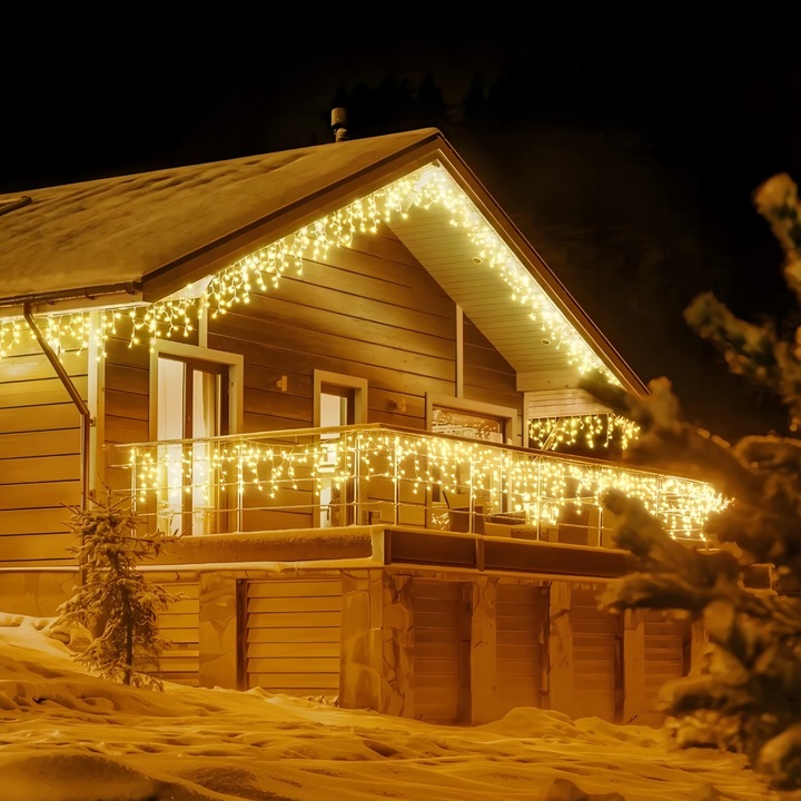 LAMPKI KURTYNA ŚWIATEŁKA ŁAŃCUCH ŚWIĄTECZNE ZEWNĘTRZNE 300 LED 12M CIEPŁA