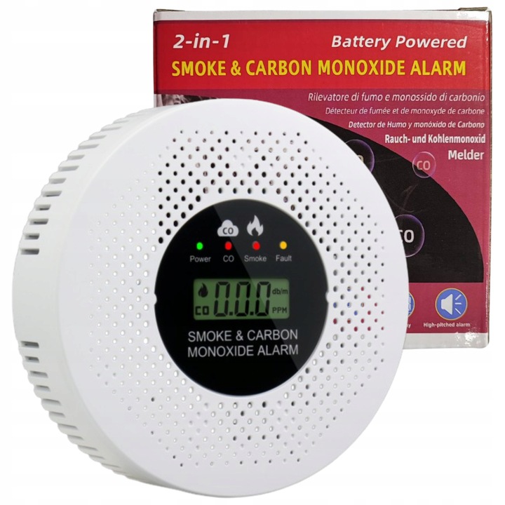 Czujnik Czadu i Dymu Detektor Tlenku Węgla Certyfikowany