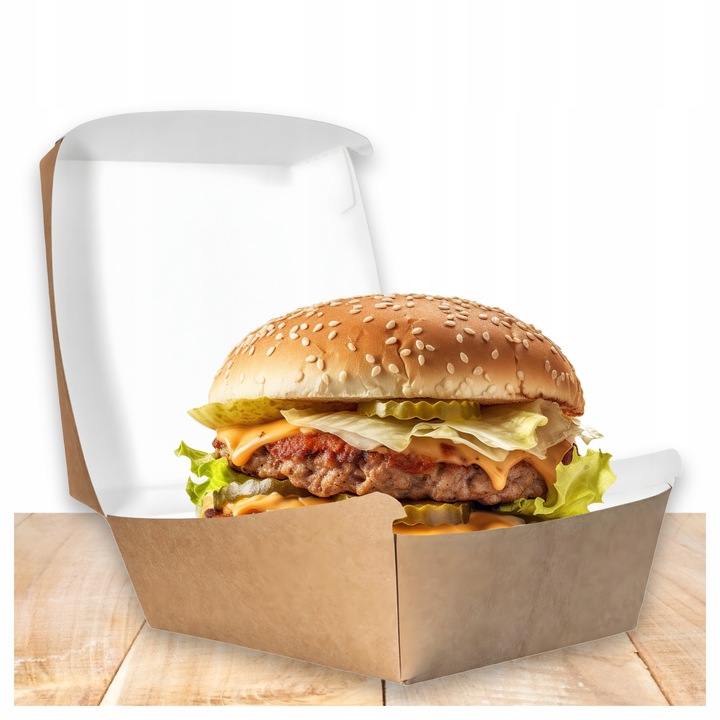 Opakowanie na Hamburgera Pudełko Burger Box Kraft Duże 150x150x80mm 100szt