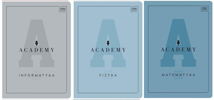 Zestaw zeszytów tematycznych Academy A5 INTERDRUK 9 sztuk + notes A6 gratis
