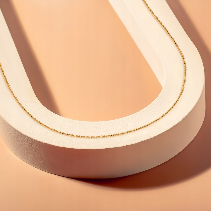 Łańcuszek Srebro pr 925 Złote Kuleczki Naszyjnik dla Dzieci Prezent | 50 cm