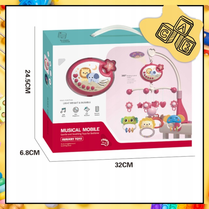 KARUZELKA DO ŁÓŻECZKA POZYTYWKA PROJEKTOR REGULACJA GŁOŚNOŚCI + PILOT