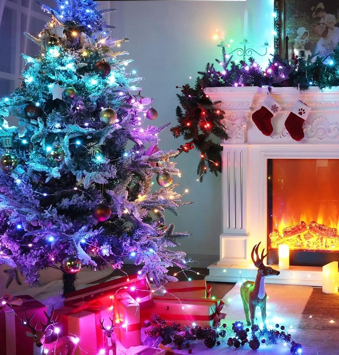 Lampki choinkowe LED RGB zewnętrzne 230V Bluetooth Smart 20m Wifi Tuya