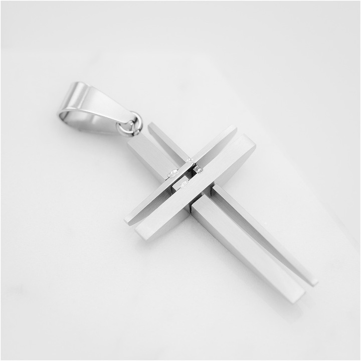 Wisiorek męski zawieszka krzyżyk stal chirurgiczna 316L z grawerem BLINGART