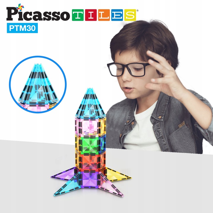 Klocki magnetyczne konstrukcyjne wersja podróżna dla dzieci edukacyjne 30el