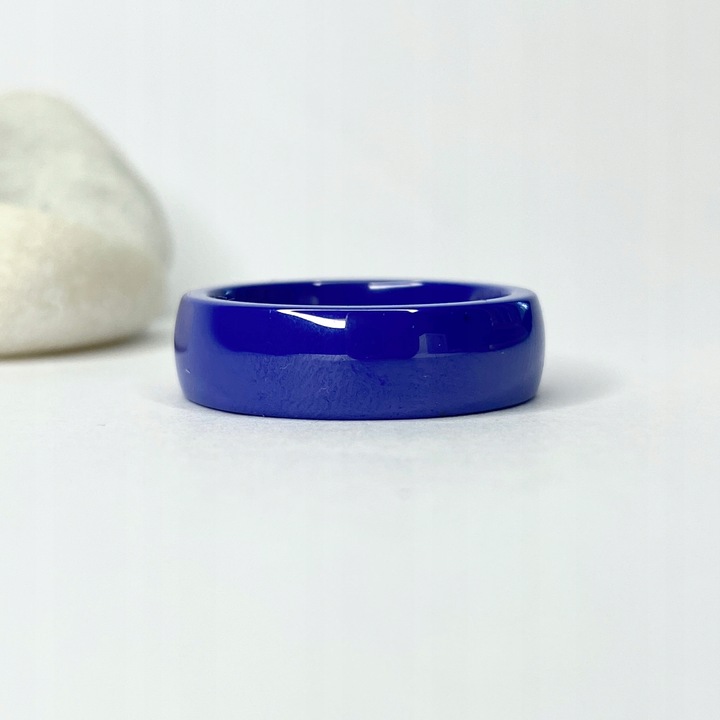 Obrączka ceramiczna niebieska szeroka
