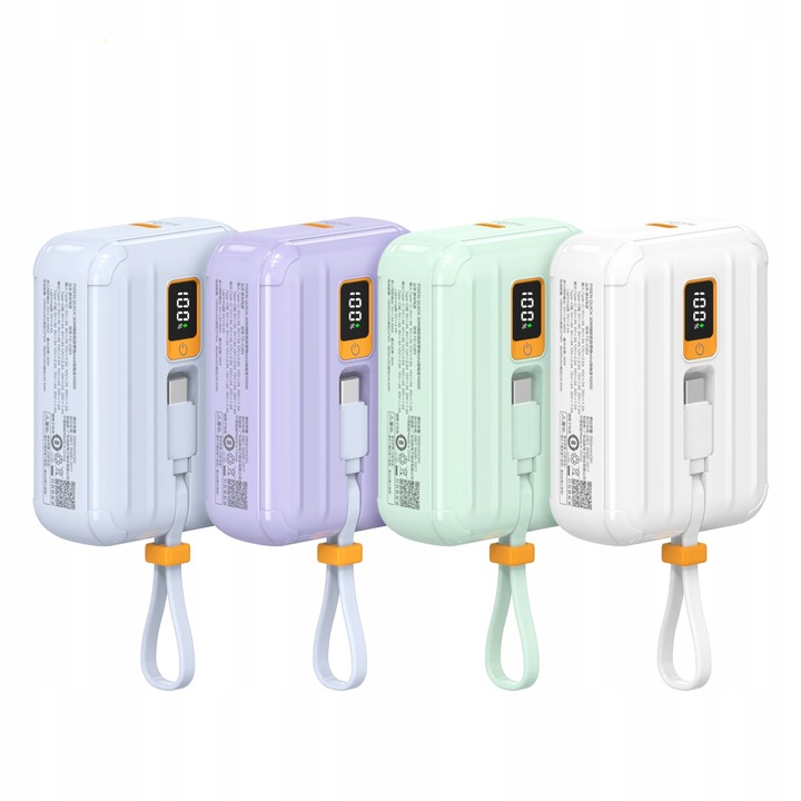 ŁADOWARKA POWER BANK 10000 mAh 30W 3A PRZENOŚNA LIGHTNING / USB-C 2x KABEL