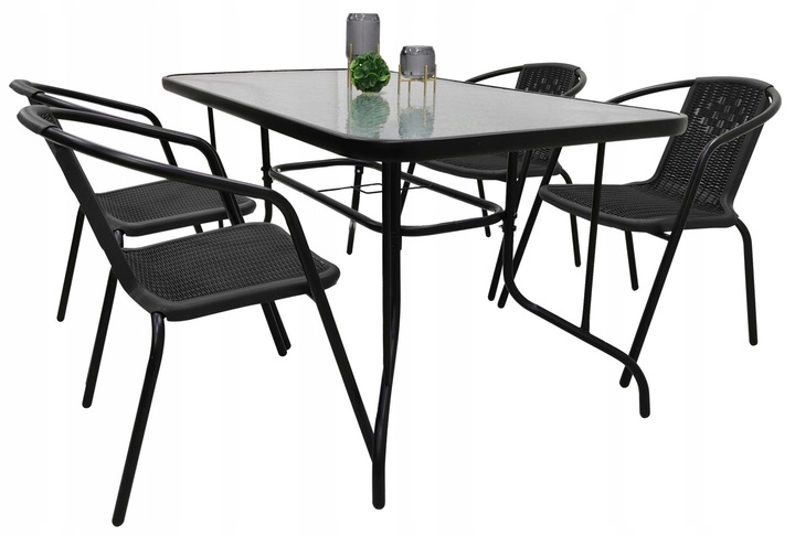 ZESTAW MEBLI OGRODOWYCH NA BALKON STÓŁ 120x70 +4x KRZESŁA LORETTO BRĄZ MIX