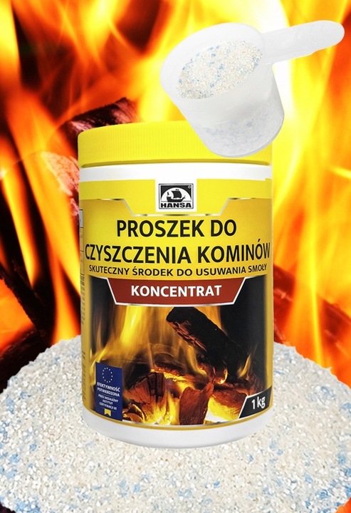 ŚRODEK PROSZEK DO CZYSZCZENIA KOMINA PIECA USUWANIA SADZY ZESTAW HANSA 1kg