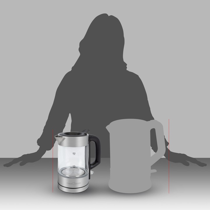 CZAJNIK ELEKTRYCZNY SZKLANY OSZCZĘDNY 1L PROFICOOK