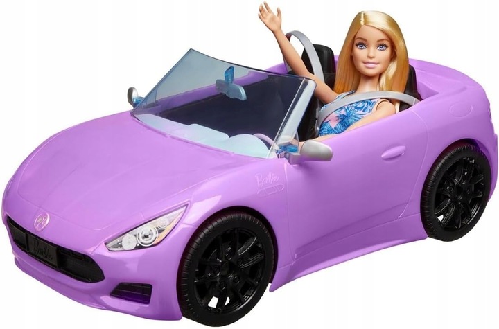 BARBIE AUTO KABRIOLET fioletowy SAMOCHÓD DLA LALEK Barbie zestaw z lalką
