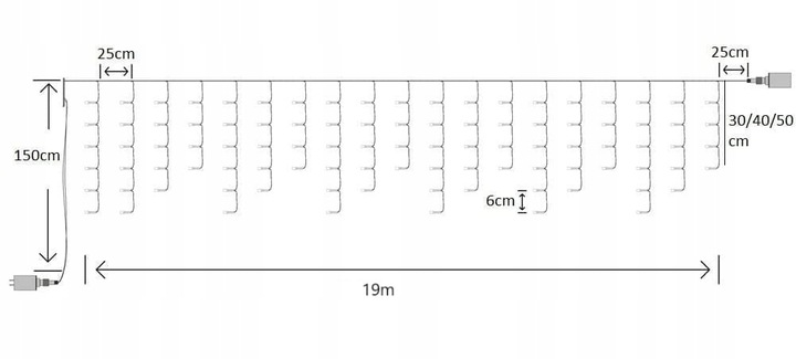 Kurtyna świąteczna 500LED 17,5m SOPLE BIAŁA ZIMNA + FLASH