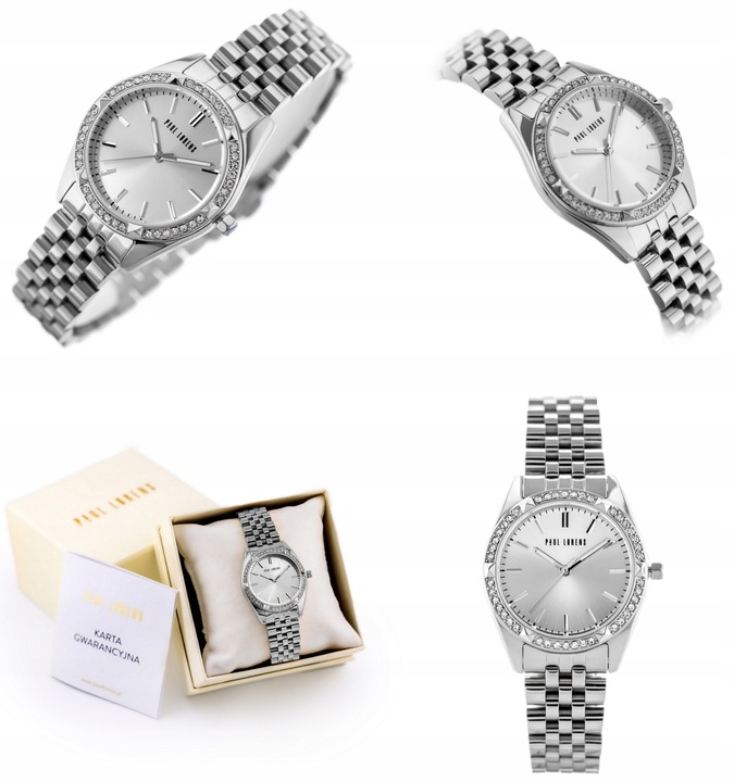 ZEGAREK DAMSKI PAUL LORENS MOCCA cyrkonie złoty +BOX +GRAWER