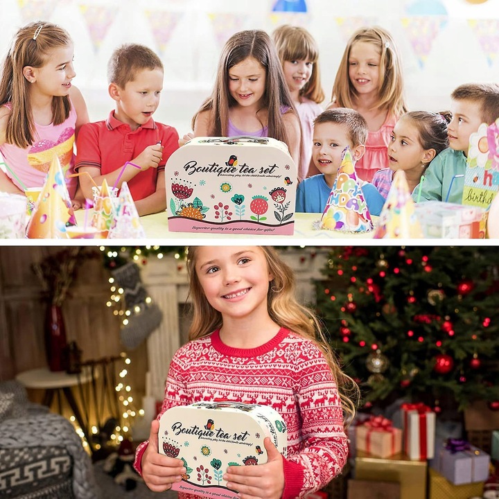 SERWIS KAWOWY ZESTAW do herbaty dla dzieci w walizce czajnik łyżki 40el