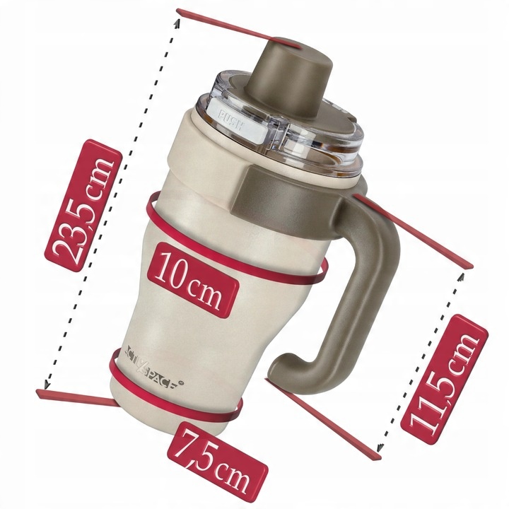 KUBEK TERMICZNY ZE SŁOMKĄ TERMOS Z UCHWYTEM NA KAWĘ HERBATĘ SZCZELNY 800ML