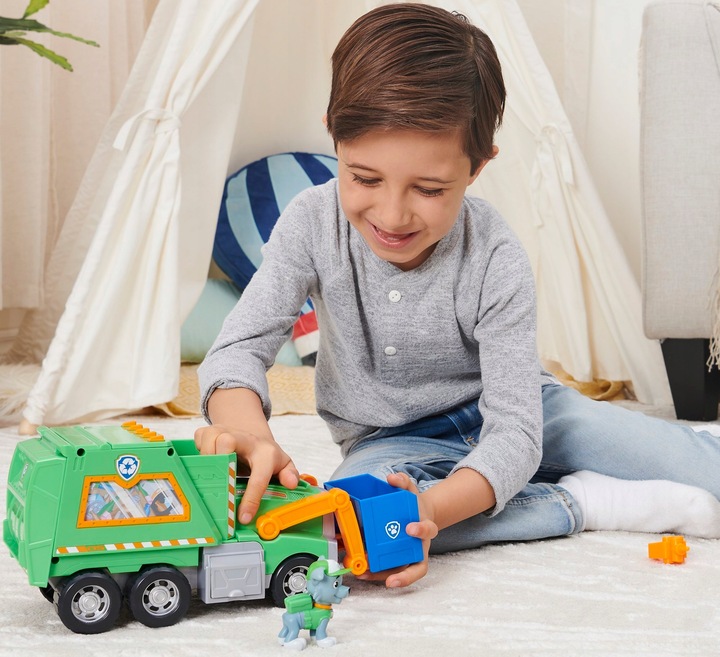 PSI PATROL DUŻA ŚMIECIARKA ROCKY POJAZD DO RECYKLINGU 38 CM + FIGURKA