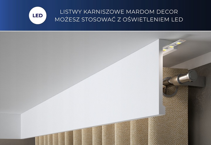 Listwa karniszowa maskownica 10cm LED MARDOM DECOR QL026 dł. 2,4mb