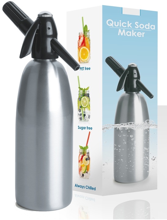 SYFON SATURATOR DO WODY SODOWEJ GAZOWANEJ CO2 STALOWY 1L SREBRNY