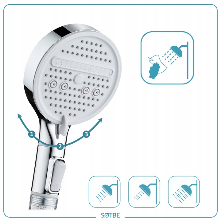 Słuchawka natryskowa pod prysznic DUŻA SOLIDNA start stop filtr kamienny