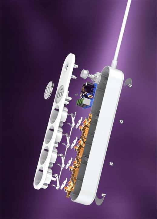 Bezpieczna Listwa Zasilająca Przedłużacz Spacetronik SR-203 4AC 4USB QC 2m