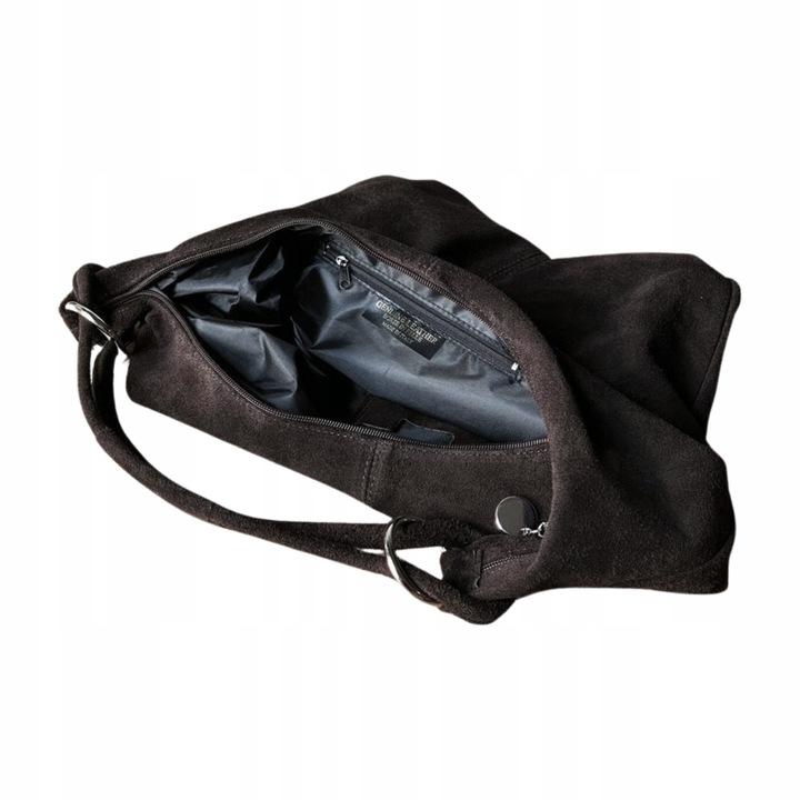 CZEKOLADOWA ZAMSZOWA TOREBKA WOREK CIEMNY BRĄZ TOREBKA ZAMSZ NATURALNY