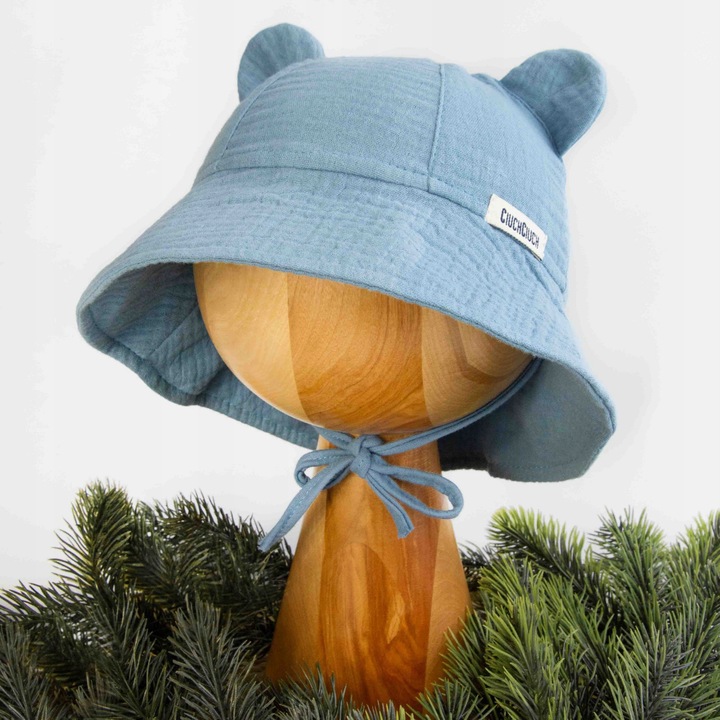 KAPELUSZ MUŚLINOWY czapka dziecięca na słońce letnia BUCKET wiązany 48-50