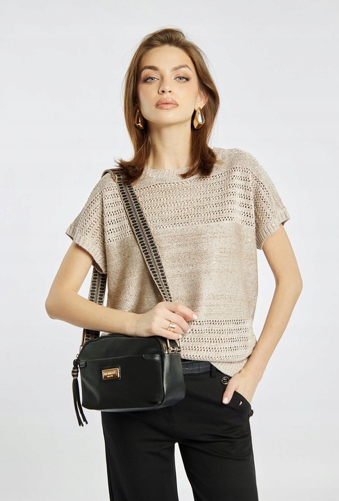 Stylowa Torba Damska Monnari Torebka Listonoszka Na Pasku Czarna Mała