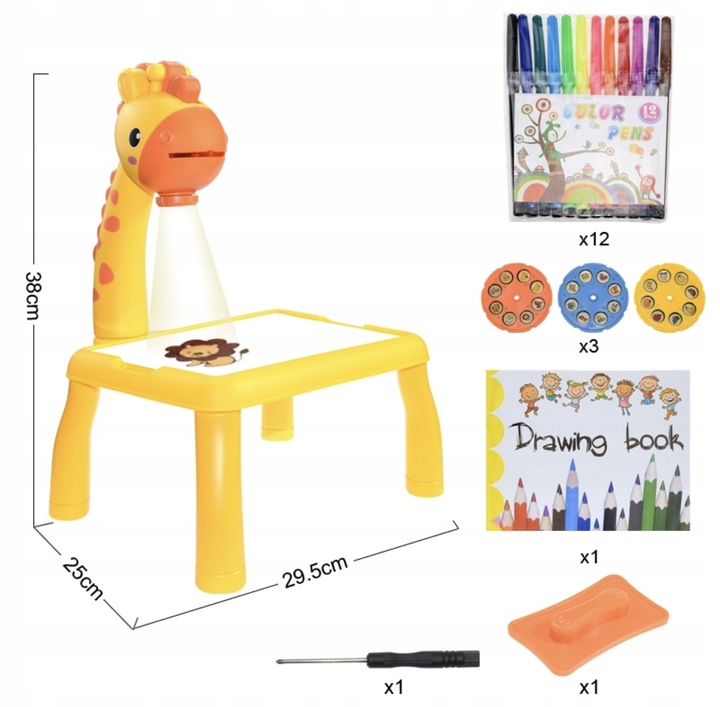 PROJEKTOR TABLICA RZUTNIK DO RYSOWANIA MAZAKI KREATYWNA ZABAWA ŻYRAFA